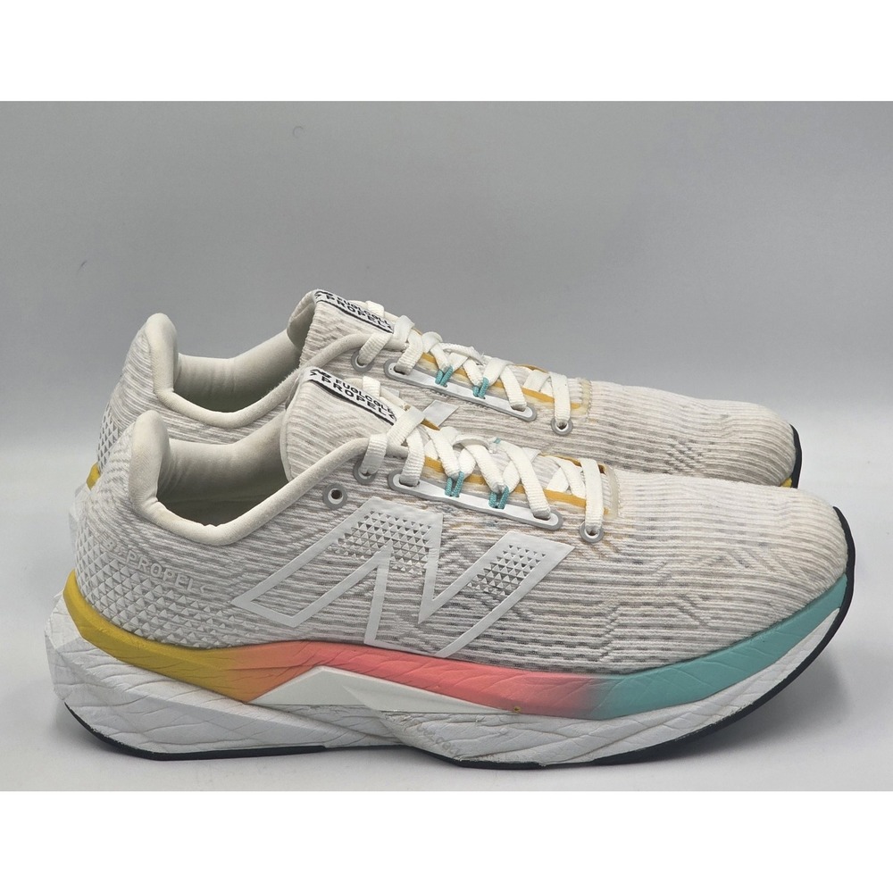 New Balance FuelCell Propel v5 Womens 9.5 White Cyber Jade Running Shoes WFCPRLC - Picture 4 of 12